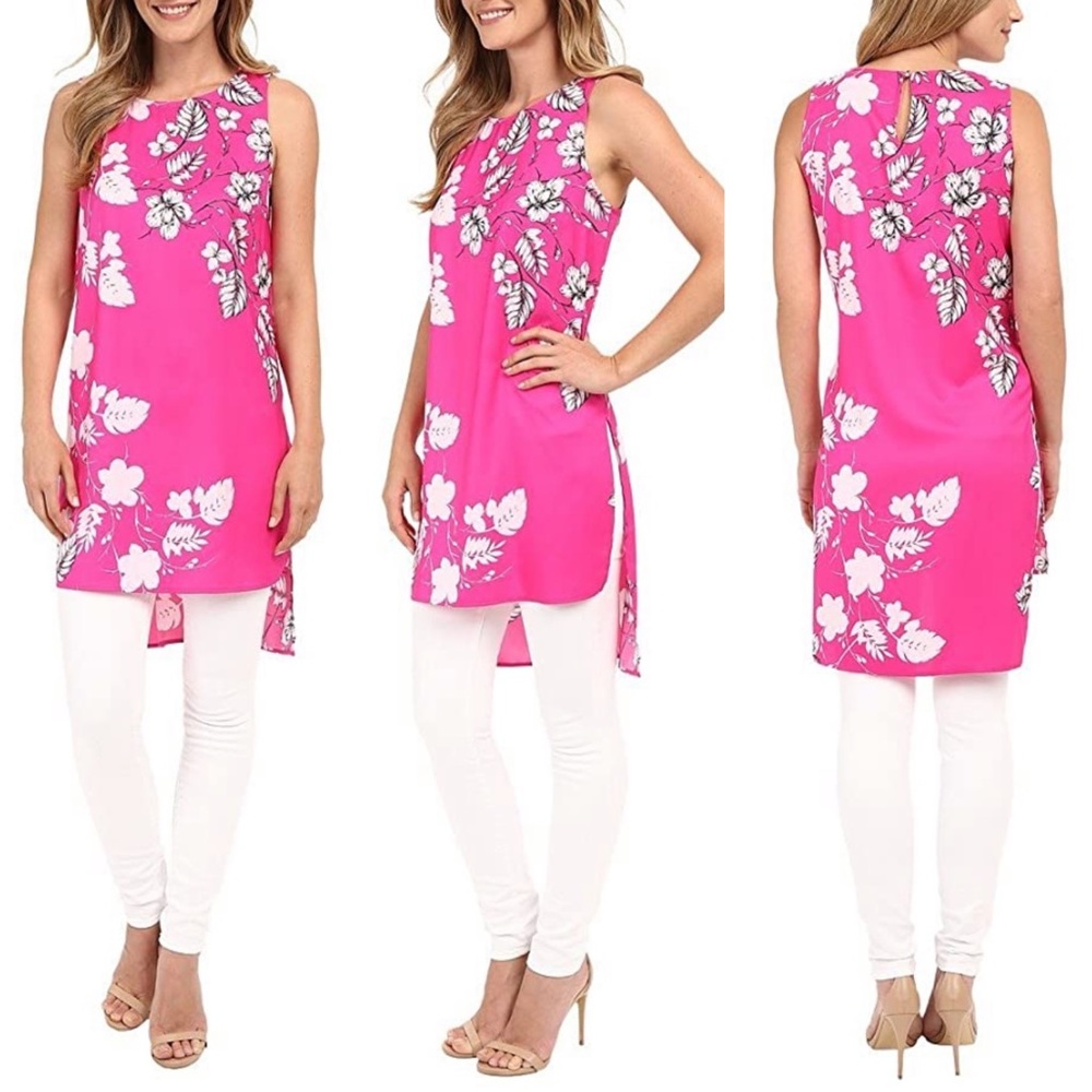 Vince Camuto Floral Tunic Pop Pink Size XS